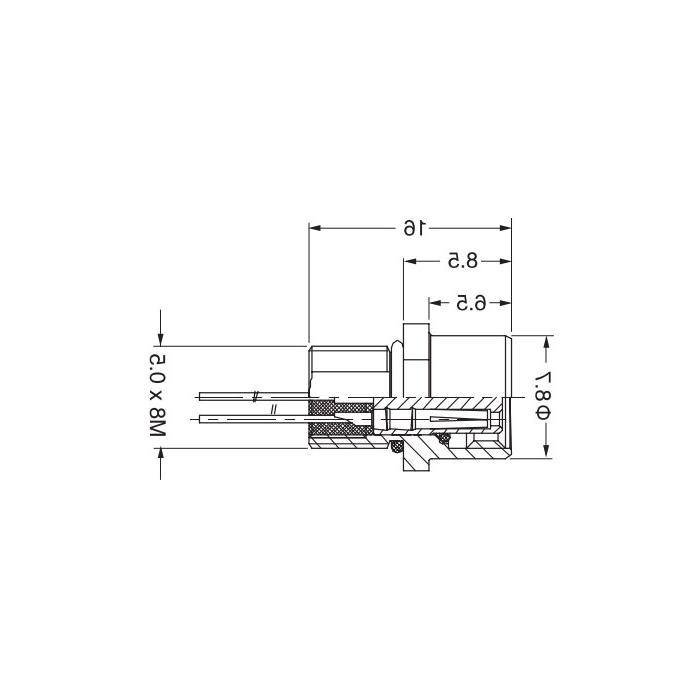 M8 4 Pin、Female flange socket、Front mount、63SA42-XXX